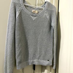 Hollister gray crochet sweater